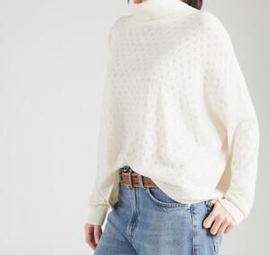 GAP Women's Sweater Oversized Pointelle Turtleneck in Natural White Sz XS/S